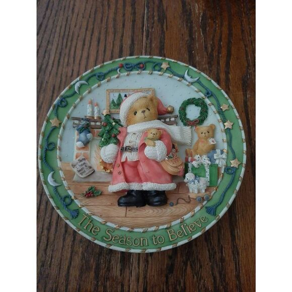 Vintage Cherished Teddies Enesco The Season to Believe Christmas Collector Plate - Picture 2 of 5